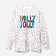Holly Jolly Sweatshirt in White Cheetah