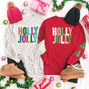white cheetah and crimson christmas holly jolly sweatshirts
