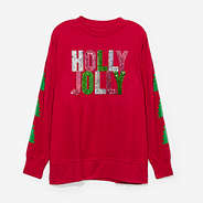 holly jolly christmas sweatshirt in crimson