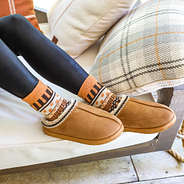 moccasins with harvest socks on swing