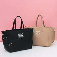 Carry On Travel Totes in black and tan