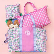 personalized travel bag set in orchid garden packed