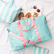 mint travel bag set flatlay