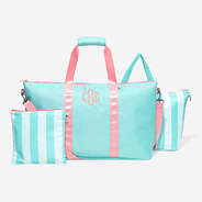Monogrammed Travel Bag Set in Mint