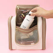 inside of ivory hanging toiletry bag