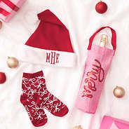 red bows christmas socks flatlay