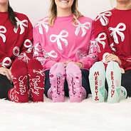 red bows fun and frosted mint wonderland sock bottoms