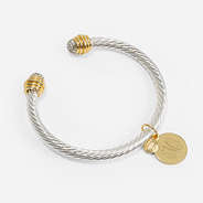 personalized cable bracelet in silver and gold