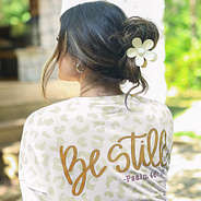 neutral flower claw clip and be still tee