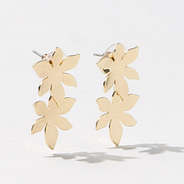 Double Flower Earrings in Gold