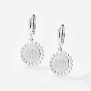 Monogrammed Huggie Hoop Earrings in Silver