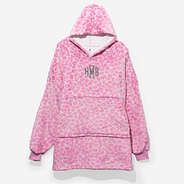 monogrammed blanket hoodie in pink cheetah