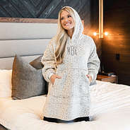 snow leopard blanket hoodie on ashley