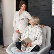snow leopard blanket hoodie with softspun pajama set
