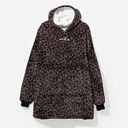 monogrammed blanket hoodie in sable cheetah
