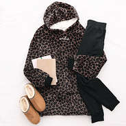 sable cheetah blanket hoodie with mocassins