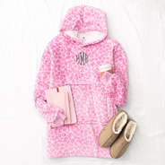 pink cheetah monorammed blanket hoodie with moccasins
