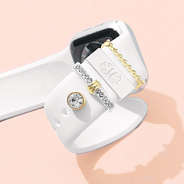 multi silver smart watch charm set on white apple watch