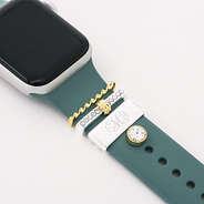 multi silver monogrammed smart watch charm set on sage apple watch band