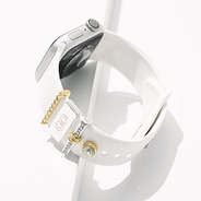 monogrammed silver multi apple smart watch charm set on band