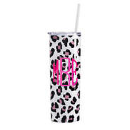 monogrammed white leopard skinny tumbler
