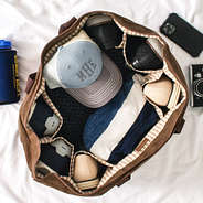 top view of waxed canvas extra large tote bag