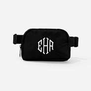 monogrammed belt bag in black