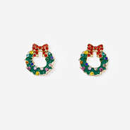 christmas earrings in green wreath