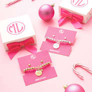jewelry monogrammed set in silver and gold as christmas present