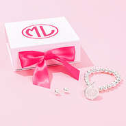 Monogrammed Jewelry Gift Set in Silver