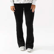 black crossover flare leggings front view