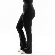 black crossover flare leggings side view