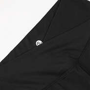 black crossover flare leggings up close