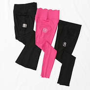 set of 3 leggings in black flare and hot pink