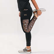 cheetah monogrammed colorblock leggings with scalloped tank top zoomed