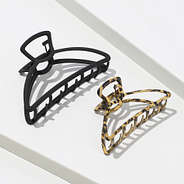 Hair Clip Set in black and leopard