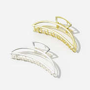 Hair Clip Set in Metallic Gold and Silver
