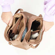 tan hobo purse inside shot