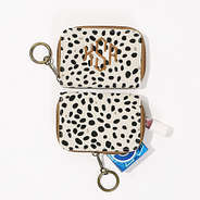 front and back of white leopard keychain wallet
