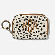 Monogrammed Keychain Wallet in White Leopard