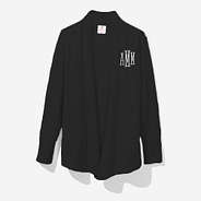 Monogrammed Sweatshirt Cardigan in Black