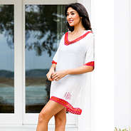 Monogrammed Crochet Cover Up on girl leaning on porch