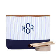 monogrammed seersucker cosmetic bag