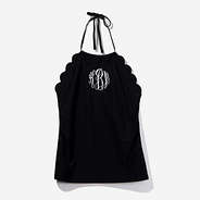 Monogrammed High Neck Tankini in Black