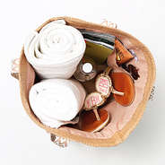 tan hat carrier tote inside shot