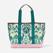 monogrammed boat tote bag in bermuda ikat
