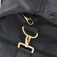 black convertible garment bag up close