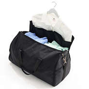 black convertible garment bag inside shot