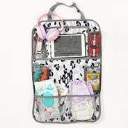 black sassy spots seat organizer flatlay