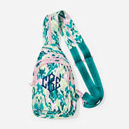 personalized sling backpack in bermuda ikat